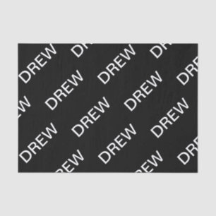 Papel De Seda Texto personalizable Negro y blanco moderno y ne