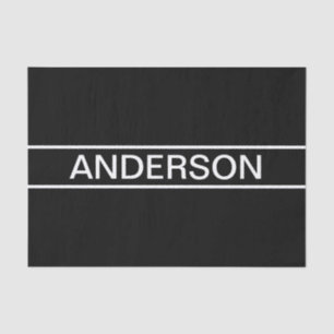 Papel De Seda Texto personalizable Negro y blanco moderno y ne