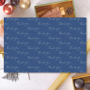Papel De Seda Texto personalizado de agradecimiento azul y blanc