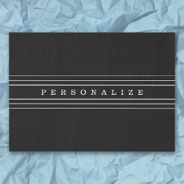 Papel De Seda Texto Personalizado y franjas modernas | Blanco y 