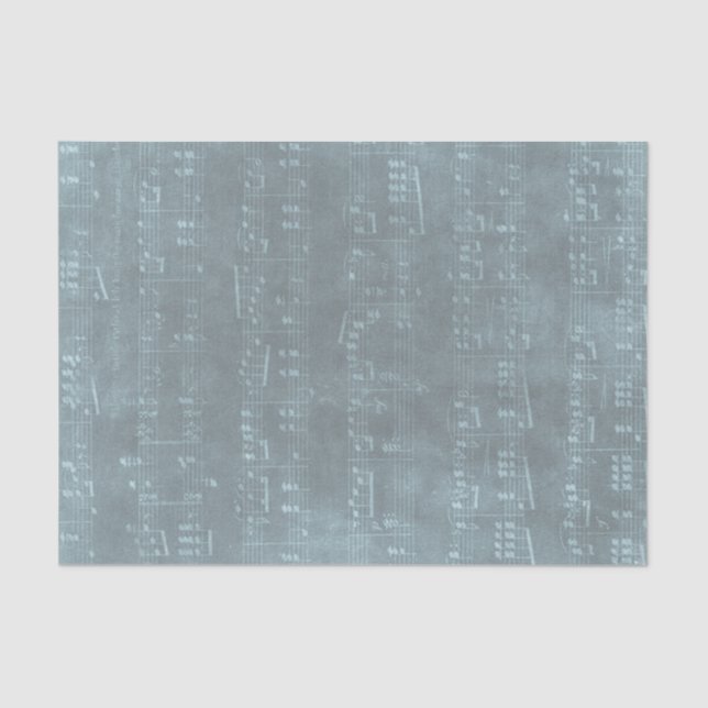 Papel De Seda textura azul de hoja de música antigua (Anverso)