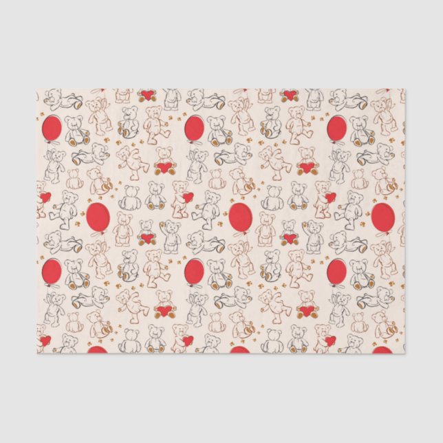 Papel De Seda Textura con los osos de peluche (Anverso)