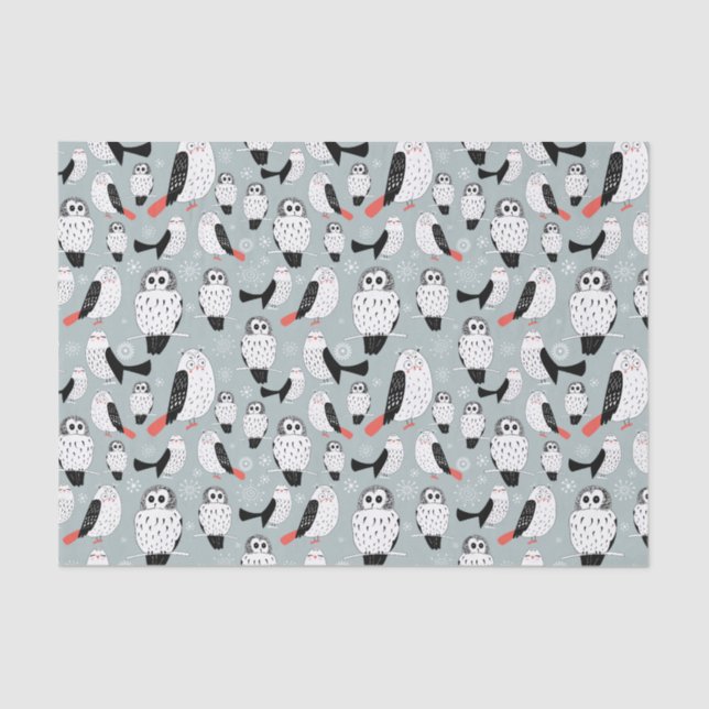 Papel De Seda Textura De Lechuzas Blancas (Anverso)