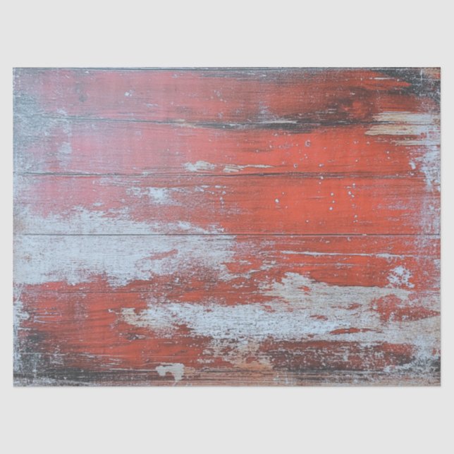 Papel De Seda Textura de madera falsa desgastada roja rústica (Anverso)