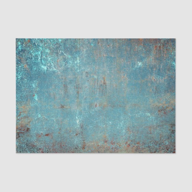 Papel De Seda Textura Grunge Marrón Turquesa Rústica Vintage (Anverso)