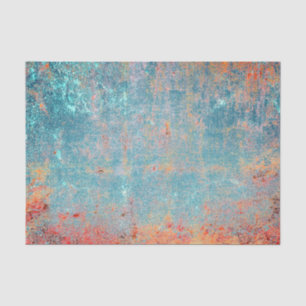 Papel De Seda Textura Grunge Naranja Verde Acuático Rústica Vint