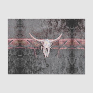 Papel De Seda Textura Grunge Occidental Rústica Cráneo de Toro R