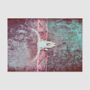 Papel De Seda Textura Grunge Occidental Rústica Cráneo de Toro V