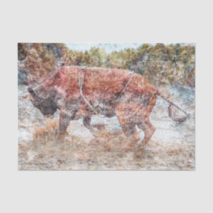 Papel De Seda Textura Occidental Rodeo Toros País Vintage Rústic