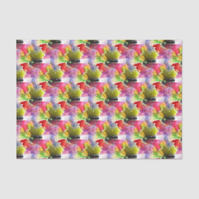 Papel De Seda Textura roja, acuarela amarilla del diseño (Anverso)