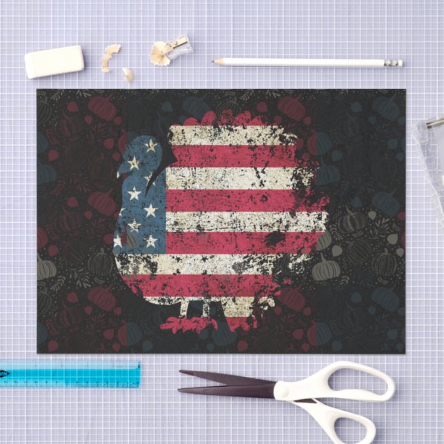 Papel De Seda Thanksgiving Turkey With American Flag (Artesanía)