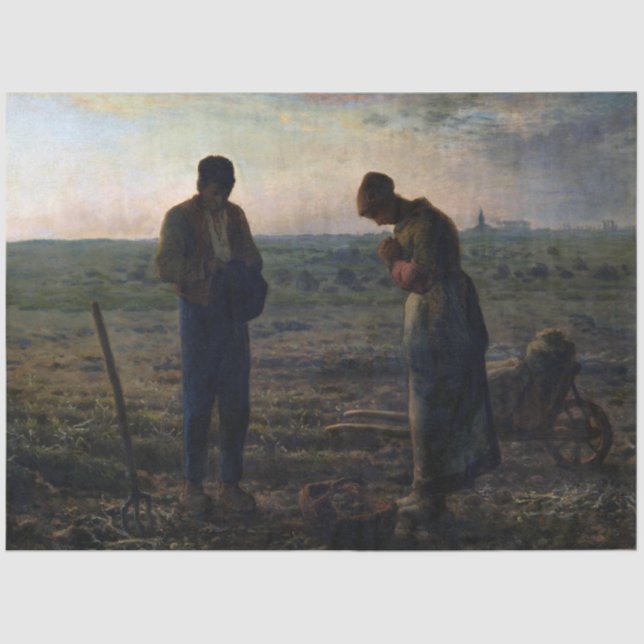 Papel De Seda The Angelus, Jean-Francois Millet, 1857-1859 (Anverso)