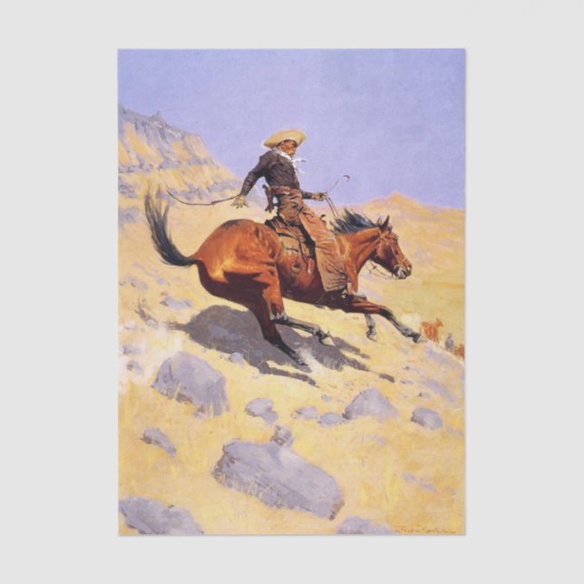 Papel De Seda The Cowboy by Frederic Remington (Anverso)