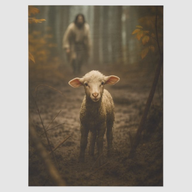 Papel De Seda The Good Shepherd and the Lost Lamb – Jesus & Lamb (Anverso)