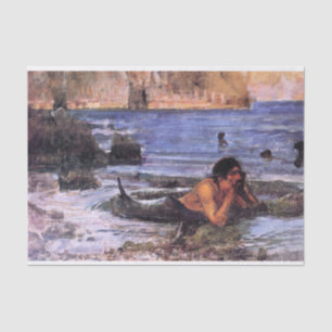 Papel De Seda The Merman, de John William Waterhouse - c.1892