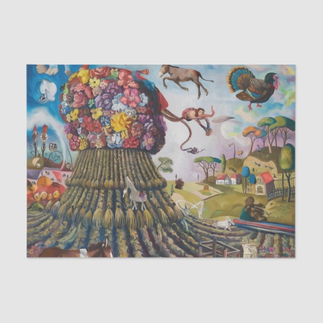 Papel De Seda The Odd Farm Day Surreal Painting (Anverso)