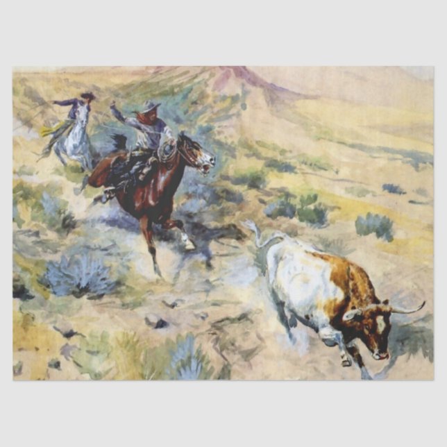 Papel De Seda "The Quitter" Western Art de Charles M Russell (Anverso)