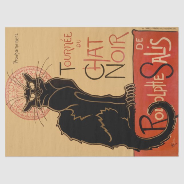 Papel De Seda Théophile Steinlen Le Chat Noir Decoupage (Anverso)
