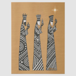Papel De Seda Three Wise Men Black & White Christmas Nativity