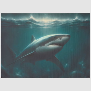 Papel De Seda Tiburón Blanco Espeluznante Decoupage Dramático