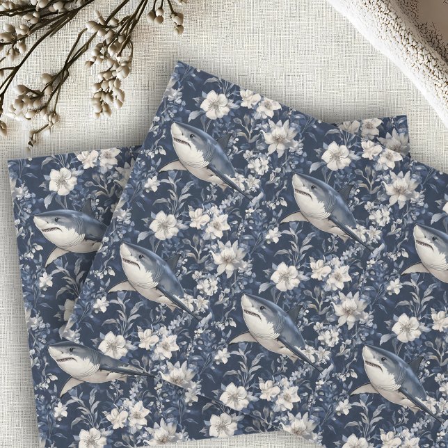 Papel De Seda Tiburón Blanco Floral Flores (Subido por el creador)