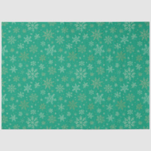 Papel De Seda Tiel con copos de nieve de oro