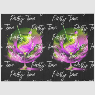 Papel De Seda Tiempo de neón moderno Fiesta personalizado