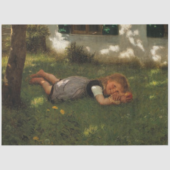 Papel De Seda Tiempo de refrigerio (Chica joven dulce que yace e (Anverso)