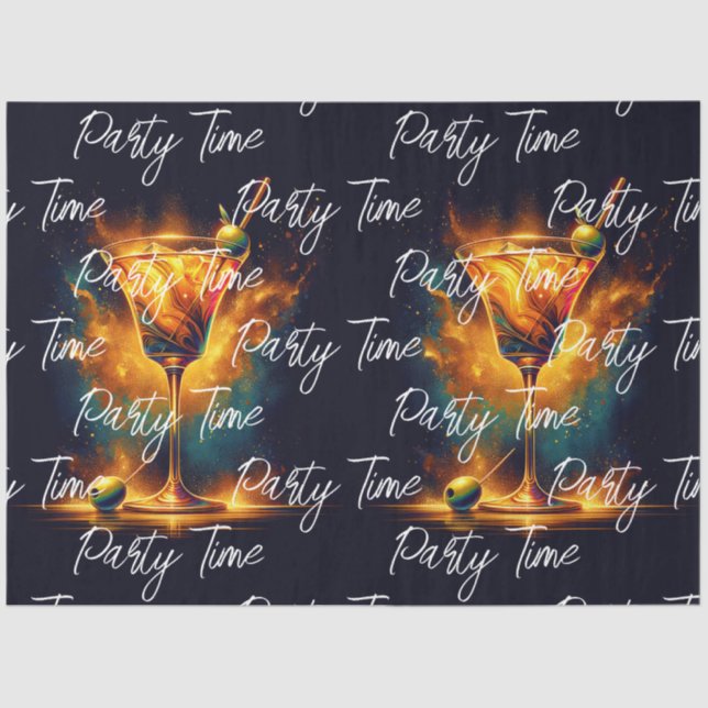 Papel De Seda Tiempo Fiesta moderno neón personalizado (Anverso)