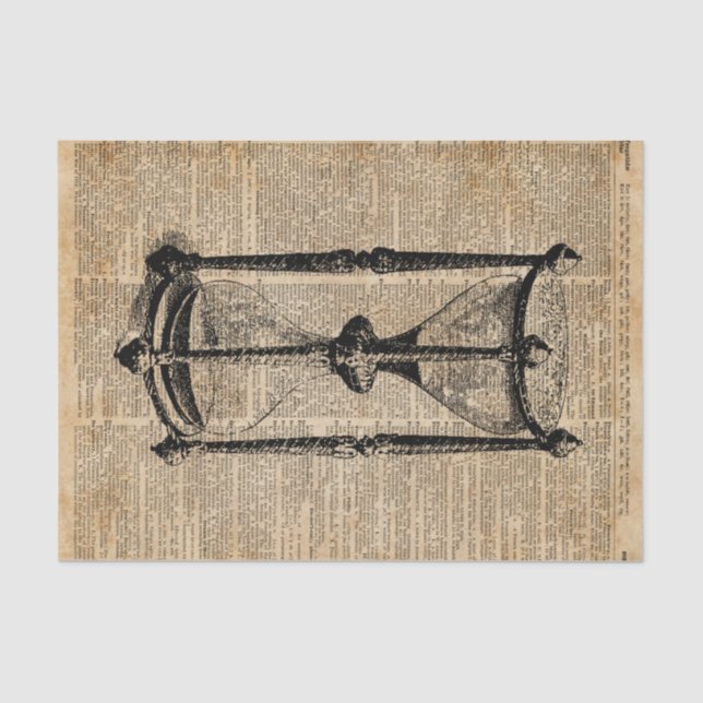 Papel De Seda Tiempo, reloj de arena antiguo, página del libro (Anverso)