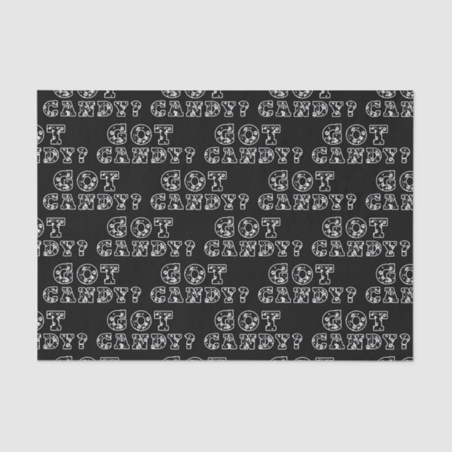 Papel De Seda Tienes dulces? Calaveras negras y blancas de Hallo (Anverso)