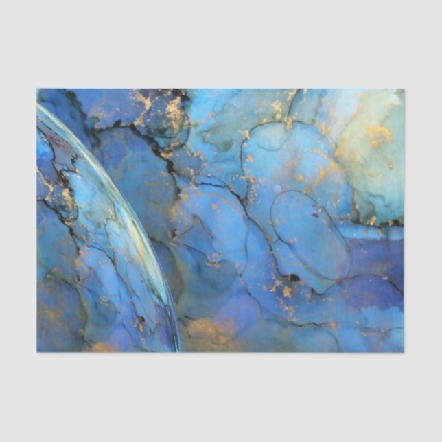 Papel De Seda tierra de la oreja cifi abstracta de oro azul (Anverso)