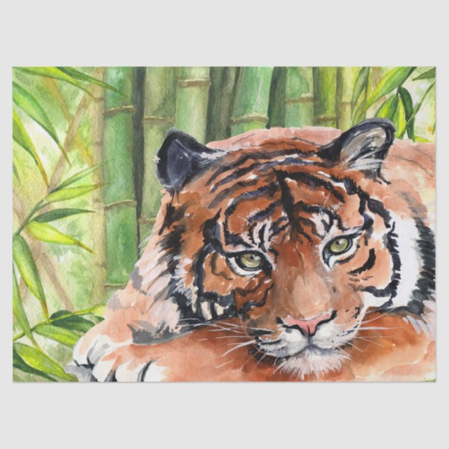 Papel De Seda Tiger Cub Bamboo acuarela (Anverso)