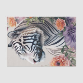 Papel De Seda Tigre blanco tira arte floral