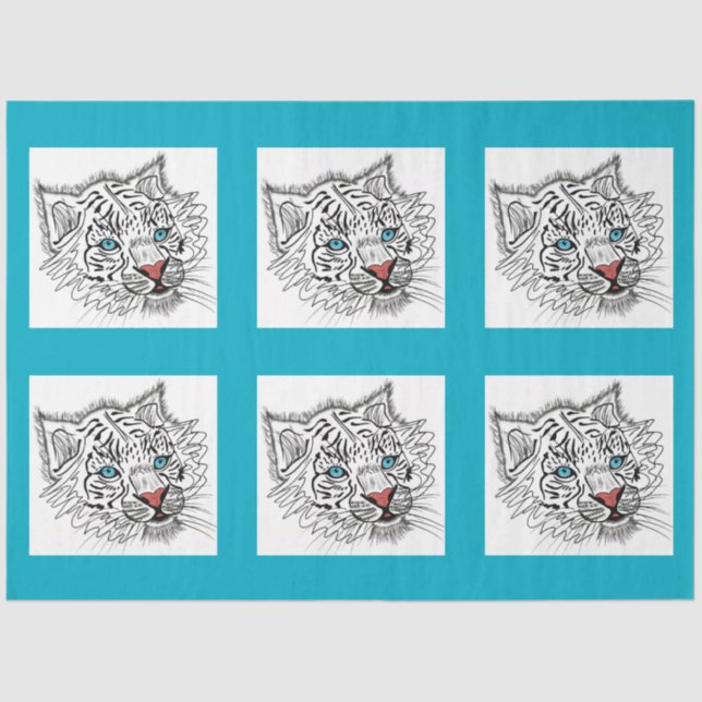 Papel De Seda Tigre de bebé de ojos azules (Anverso)