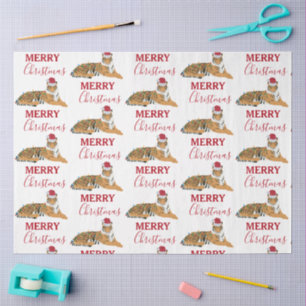 Papel De Seda Tigre de Navidad Animal divertido con sombrero de
