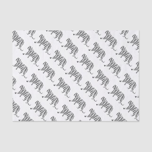 Papel De Seda Tigre de silueta negro y blanco (Anverso)