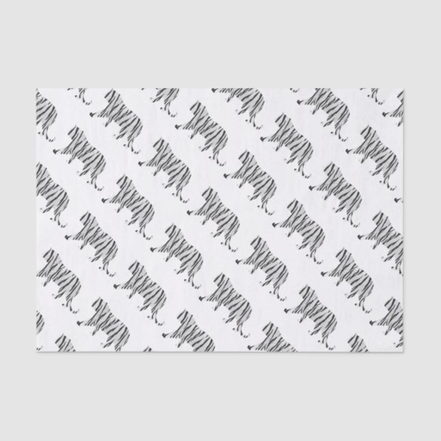 Papel De Seda Tigre de silueta negro y blanco (Anverso)