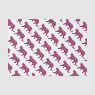 Papel De Seda Tigre de silueta rosa y negro