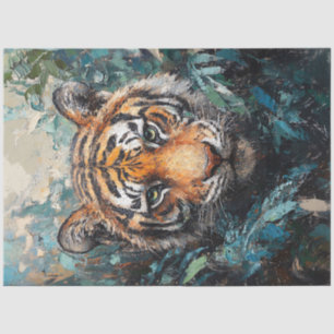 Papel De Seda Tigre en la selva retrato pintura decoupage