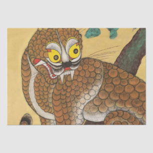 Papel De Seda Tigre feo del pueblo Minhwa coreano