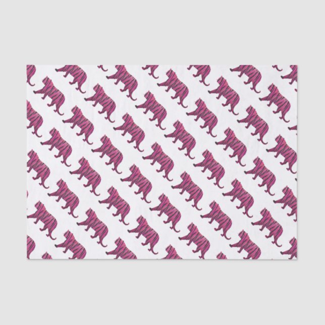 Papel De Seda Tigre negro y rosado caliente de silueta (Anverso)