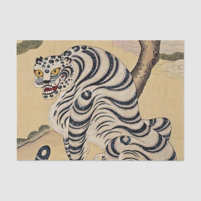Papel De Seda Tigre rayado coreano Minhwa (Anverso)