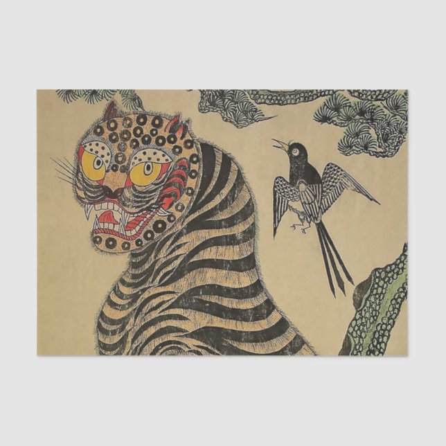 Papel De Seda Tigre rayado coreano Minhwa (Anverso)