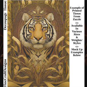 Papel De Seda Tigre Real en Descoupaje EQ4 Marrón y Dorado