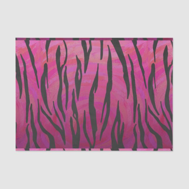 Papel De Seda Tigres de impresión rosada y negra caliente (Anverso)