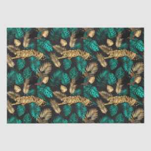 Papel De Seda Tigres Tropicales & Hojas Patrón Audaz de Jungla