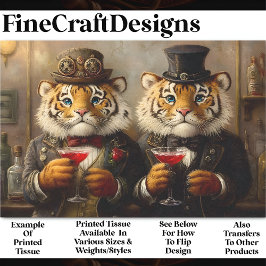 Papel De Seda Tigres y cócteles caprichosos Steampunk AX3 decoup