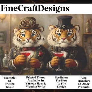 Papel De Seda Tigres y cócteles caprichosos Steampunk AX3 decoup