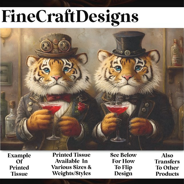 Papel De Seda Tigres y cócteles caprichosos Steampunk AX3 decoup (Subido por el creador)